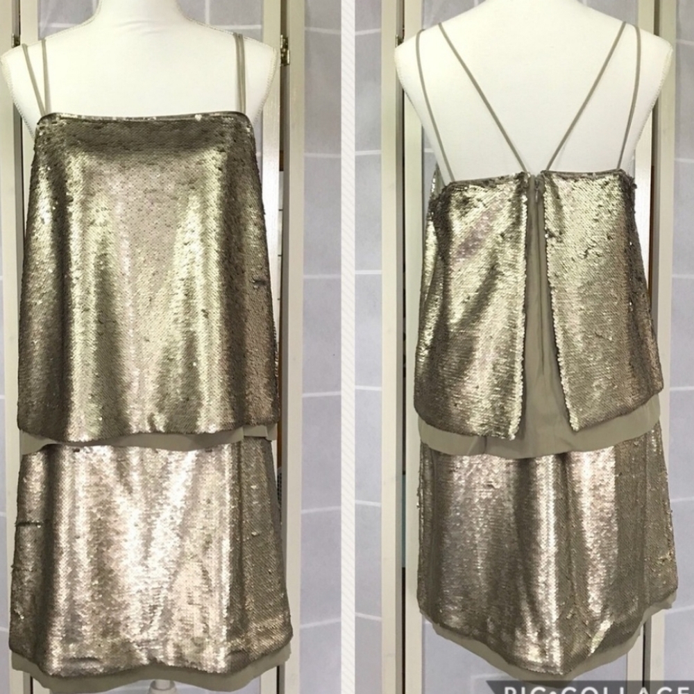 Banana Republic sequin dress, chrome grey